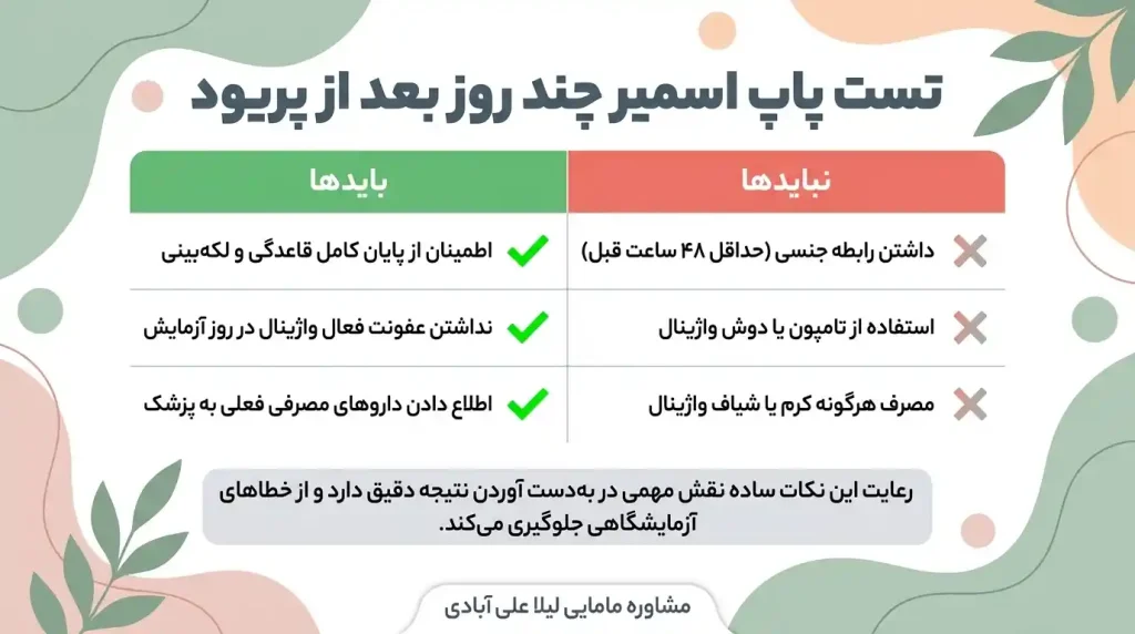 تست پاپ اسمیر چند روز بعد از پریود