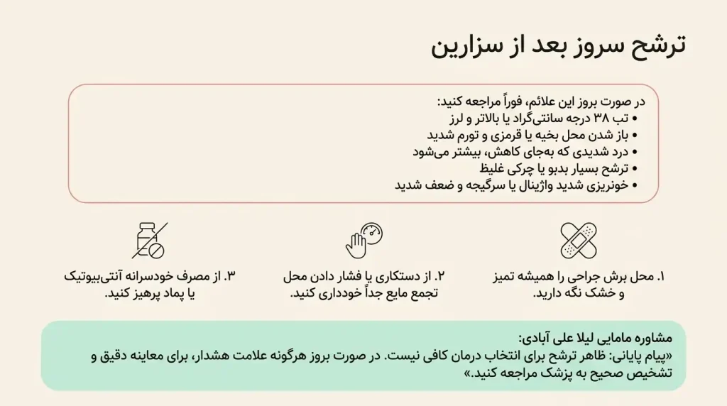 ترشح سروز بعد از سزارین